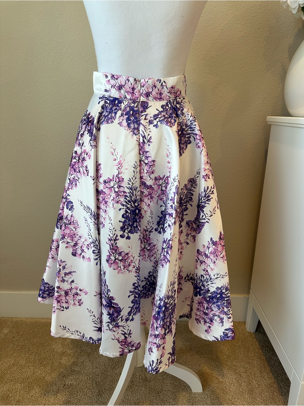 Chicwish White Skirt with Purple Floral Print - Picture 3 of 4